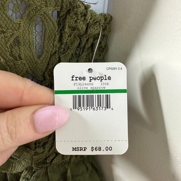 Free People Adella Cami Olive Sparrow Large NEW - Picture 3 of 6